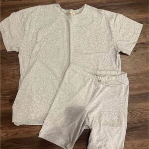 Zenana Light Gray Biker Short and Shirt Set